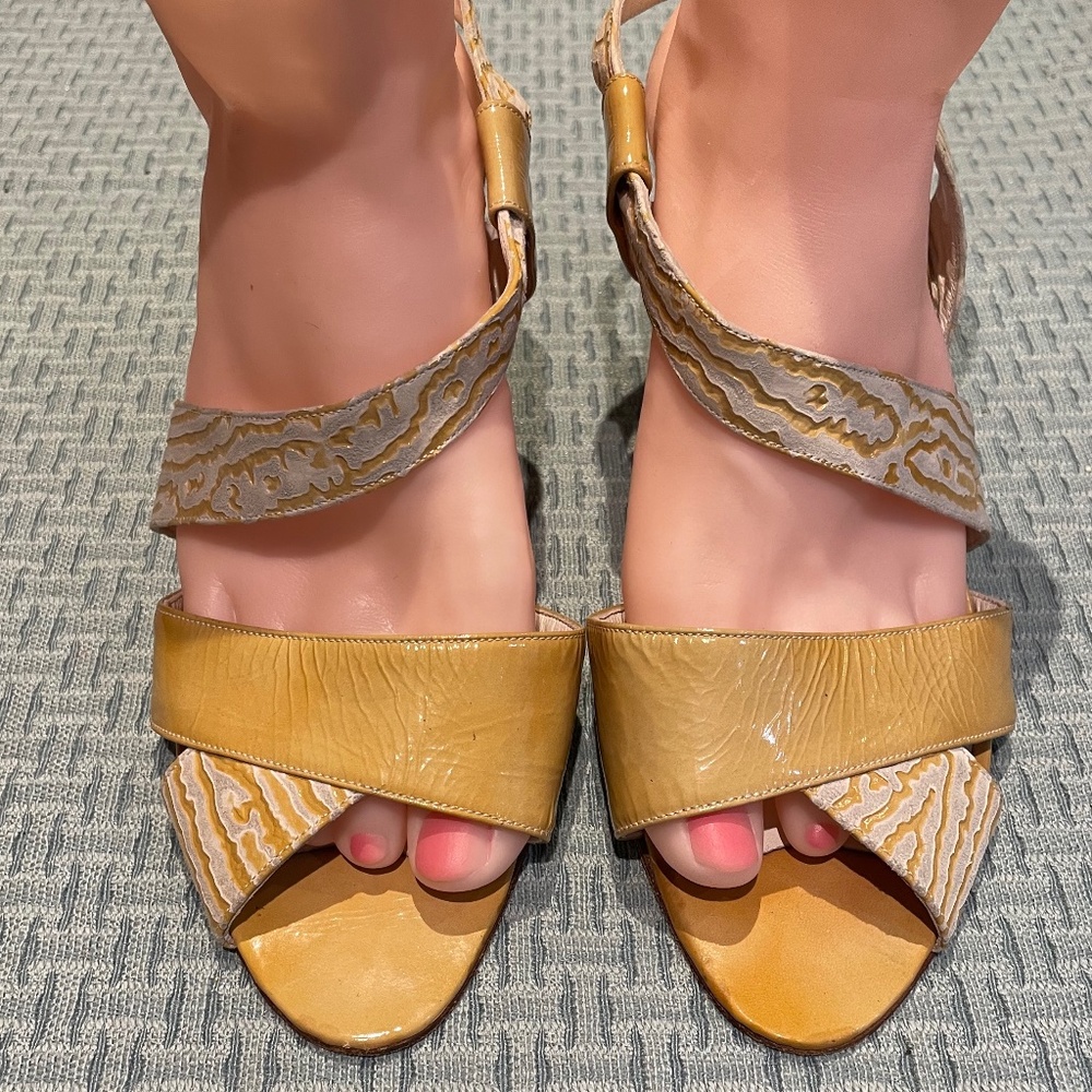 Vintage Maud Frizon Cone Heel Genuine Leather Strappy Sandals Shoes Sz 6